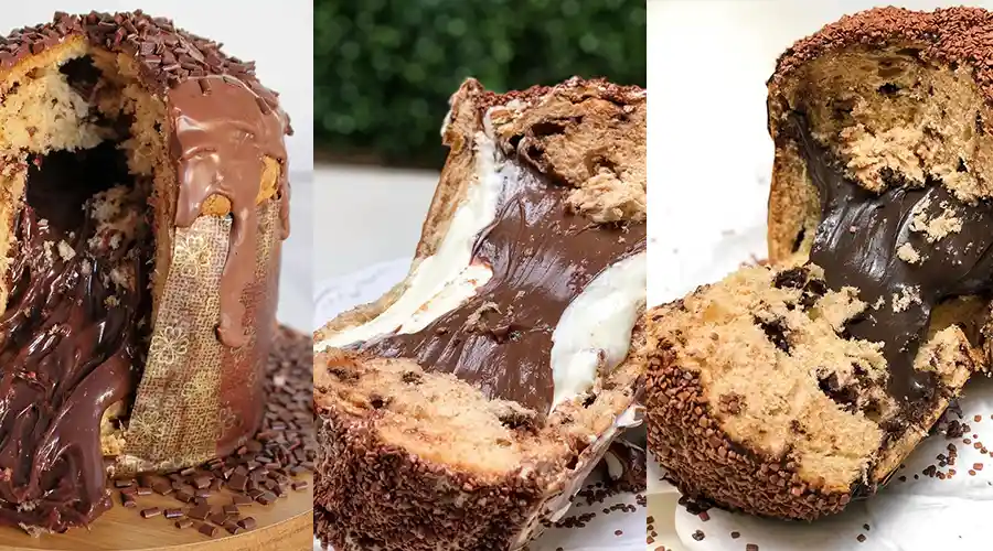 Quando preparo esse Panetone Recheado meus filhos dizem que pareço chef de confeitaria